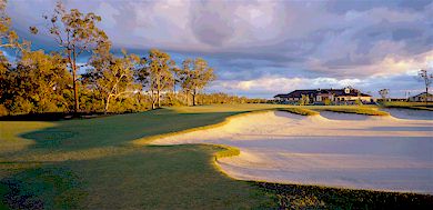the long & tough 18th at Pelican Waters